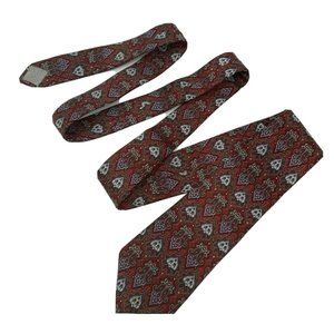 Vintage Christian Dior Necktie 100% Silk Red Mens Neck Tie USA 3.5W 57 L
